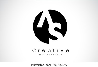 AS Letter Logo Design inside a Black Circle. Creative Lettering Logo Vector Illustration.