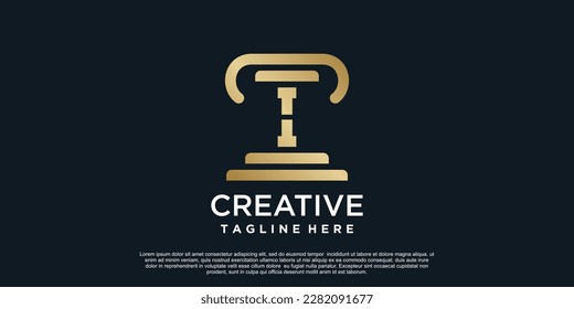Diseño del logotipo de la carta I concepto único de justicia Vector Premium