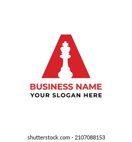 A Letter Logo Design With King Chess Vector.