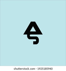 AS-Letter-Logo-Design mit Lampenform Kreative Moderne, trendige Typografie und schwarze Farben