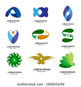 letter logo design with leaf icon vector concept