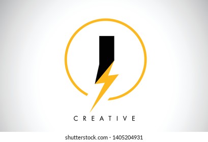 I Letter Logo Design With Lighting Thunder Bolt. Electric Bolt Letter Logo Vector Illustration.