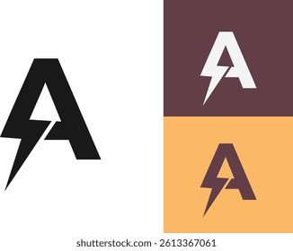 A Letter Logo Design With Lighting Thunder Bolt. Electric Bolt Letter Logo design