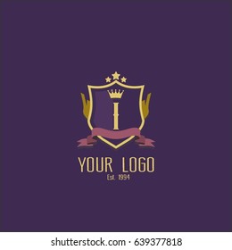 Letter I Logo Design. Luxury Shield Crown Brand Concept. Classic Emblem Sign.