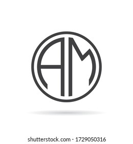  AM letter logo design. Minimal initials am monogram logo design template