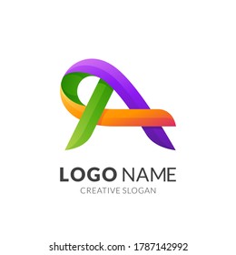 letter a logo design, modern 3d logo style in gradient vibrant colors