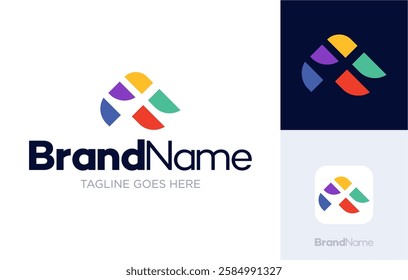 Letter A logo design, modern abstract geometric colorful design illustrations, Logotype concept symbol icon vector templates, Usable for Growing Business, Branding, Identity, Marketing, etc