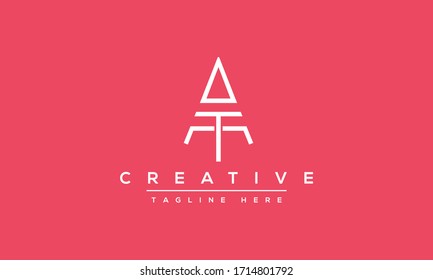 Diseño del logotipo de la carta AT. Ilustración vectorial de icono de A letras T modernas.