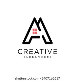 Diseño de logotipo Carta A con estilo único moderno vector premium