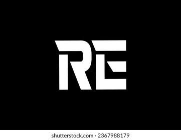 Diseño del logotipo de letra RE y diseño del logotipo de monograma