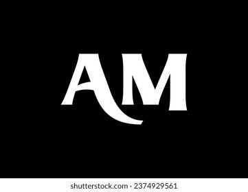 Diseño del logotipo de la carta AM y diseño del logotipo de monograma