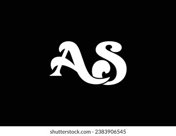 Diseño del logotipo de la carta AS y logotipo en monograma