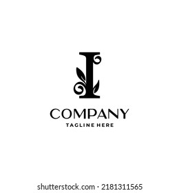 monograma de diseño de logotipo de letra I con vector de decoración floreciente
