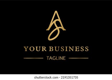 AS letter logo design, monogram, initial, icon, symbol. Beautifuly lettering A and S monogram logo design style, feminine looks. Very suitable for personal, realtor, salon and spa branding etc.