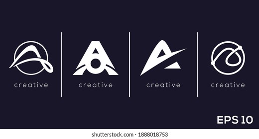 Letter A Logo Design. Monogram Set Editable. Creative vector based icon template.