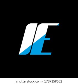 IE letter logo design on black background. IE creative initials letter logo concept. ie icon design. IE white and blue letter icon design on black background. I E