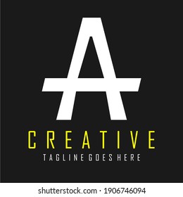 letter A logo design on black background