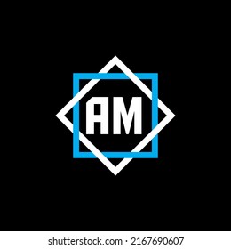 Diseño del logo de la carta AM sobre fondo negro. Concepto del logo de la carta de círculo creativa de AM. Diseño de letras AM.
