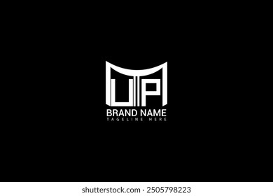 Diseño del logotipo de la letra de UP sobre fondo negro. Concepto de logotipo de letra de iniciales creativas UP. UP diseño único.