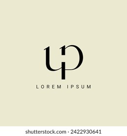Diseño del logo de la carta UP. polígono UP, círculo, triángulo, hexágono, estilo plano y sencillo con el logotipo de la letra de variación en color blanco fijado en un tablero. Logo minimalista y clásico de la UP. ARRIBA