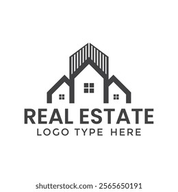 Letter logo design. Real Estate logo mark logo concept. Premium business finance logotype. Linear creative monochrome monogram. Vector elegant app icon, Letter E initial Real Estate, Construction