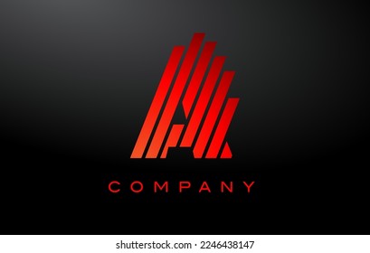 A Letter Logo Design with Red Rainbow Lines Vector. Rainbow Letter Icon Illustration