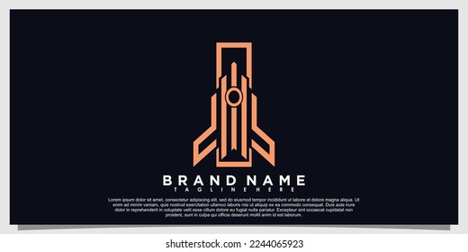 letter logo design with rocket  concept