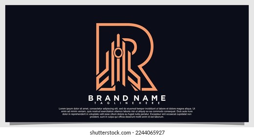 letter logo design with rocket  concept