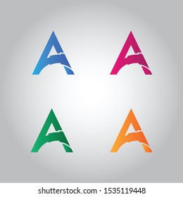 A letter logo design set four color 