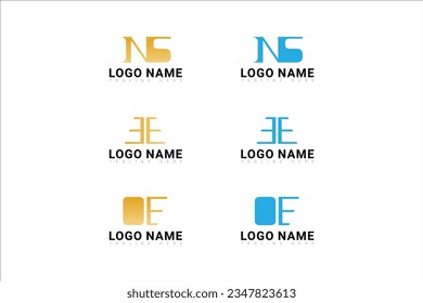 Letter logo design set,Lettermark logo,Monogram logo N S letter