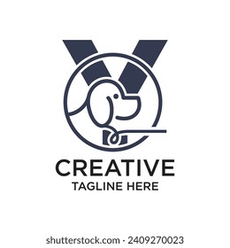 Diseño de logotipo de carta concepto simple Vector Premium