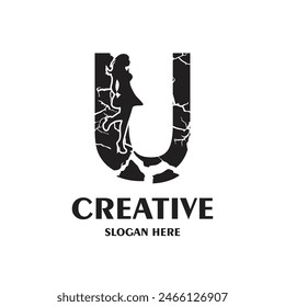 Diseño de logotipo de carta concepto simple Vector de Premium