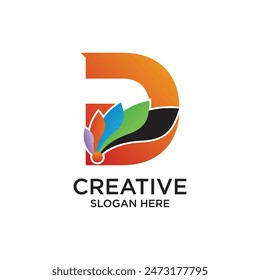 Diseño de logotipo de carta concepto simple Vector de Premium