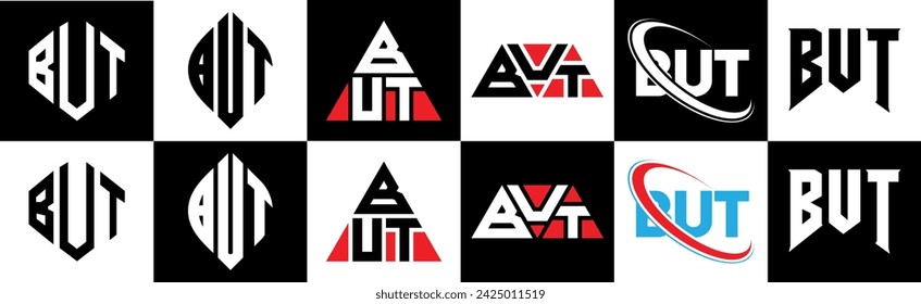 ABER Buchstaben-Logo-Design in sechs Stil. ABER Polygon, Kreis, Dreieck, Sechseck, flacher und einfacher Stil mit schwarz-weißer Farbvariation Buchstaben-Logo in einem Zeichenbrett gesetzt. ABER minimalistisches und klassisches Logo