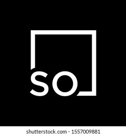 Letter SO Logo design with square frame line art. business consulting concept. studio,room,group icon. Suitable for business, consulting group company. - vector