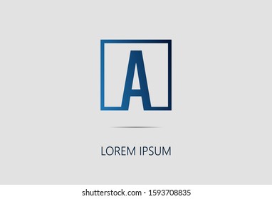 Letter A logo design with square smooth gradient. vector illustration
