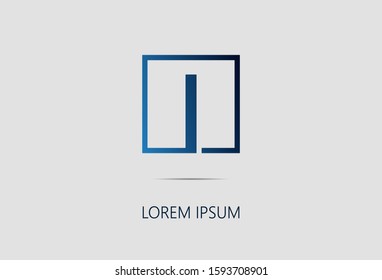 Letter I logo design with square smooth gradient. vector illustration