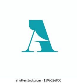 A Letter Logo Design with swash cut serif font template