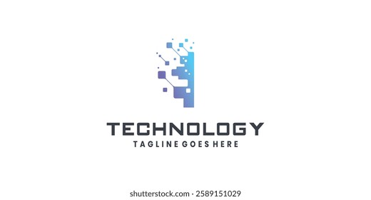 Letter I logo design for technology