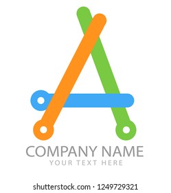 Letter A logo design technology and connection concept