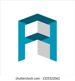 letter A logo design template. 3d geometric design style. isolated and editable vector