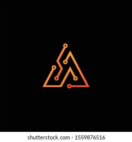Letter A  logo design template  Abstract technology dot logo icon connection