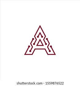 Letter A  logo design template  Abstract technology dot logo icon connection