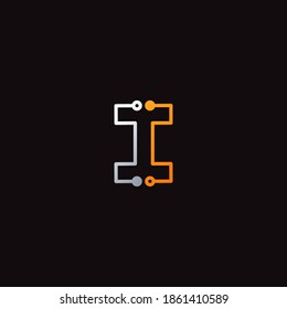 Logo-Designvorlage Letter I, Abstrakte Technologie-Punkt-Verbindung, Vektordesign