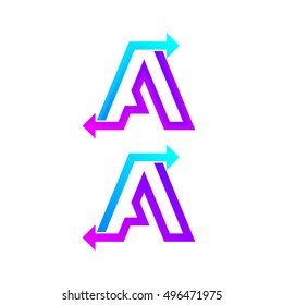 Letter A logo design template. Arrow creative sign