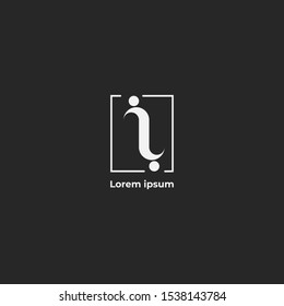 letter i logo design template black and white