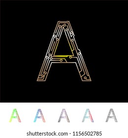 letter logo design template , circuit future technology vector illustration