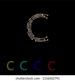 letter logo design template , circuit future technology vector illustration
