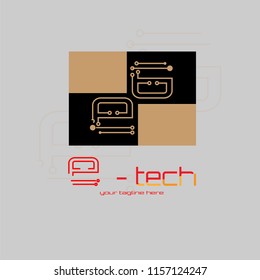 letter logo design template , circuit future technology vector illustration