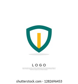 letter I logo design template. creative sign. Universal vector icon. SHIELD style - Vector